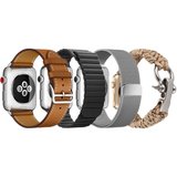 Set 4 Curele iUni compatibile cu Apple Watch 1/2/3/4/5/6/7, 44mm, Maro, Negru, Argintiu, Crem
